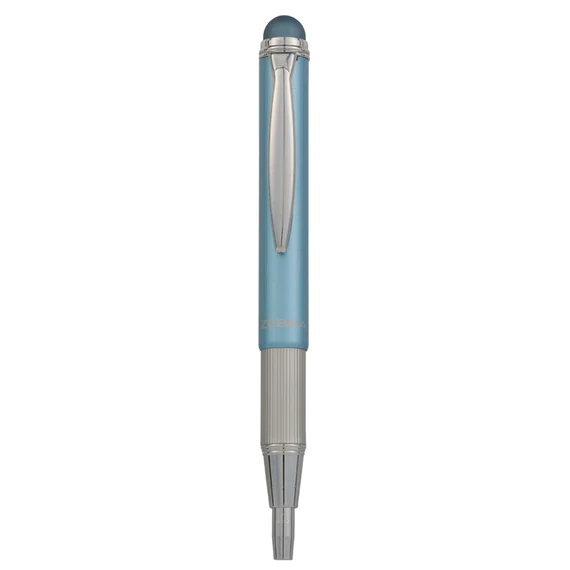 Golyóstoll, 0,24 mm, teleszkópos, rozsdamentes acél, világoskék tolltest, ZEBRA "Telescopic Metal Stylus", kék