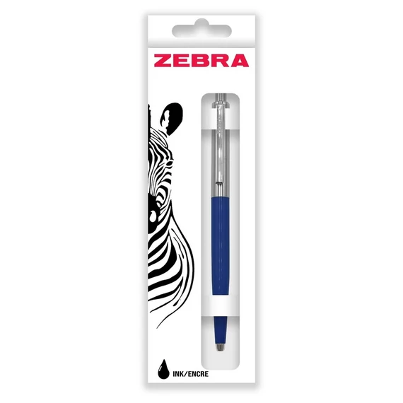 Golyóstoll, 0,24 mm, nyomógombos, ezüst színű klip, kék tolltest, ZEBRA "901", kék