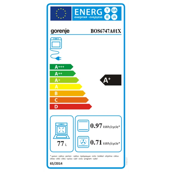 Gorenje BOS6747A01X inox, beépíthető, sütőtér: 71L, grill, légkeverés, hidrolitikus, sütő