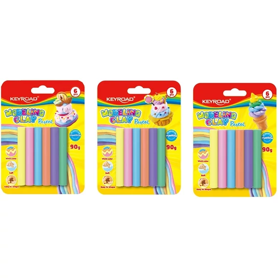 Gyurmakészlet 90 g. 6 db/bliszter Keyroad Pastel pasztell színek