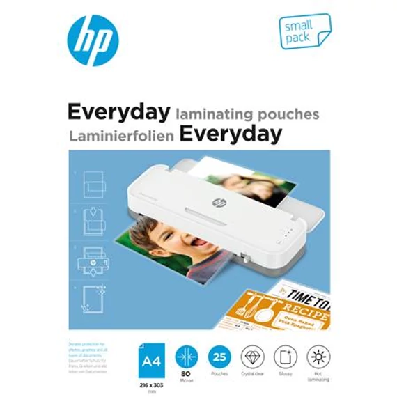 Meleglamináló fólia, 80 mikron, A4, fényes, 25 db, HP 