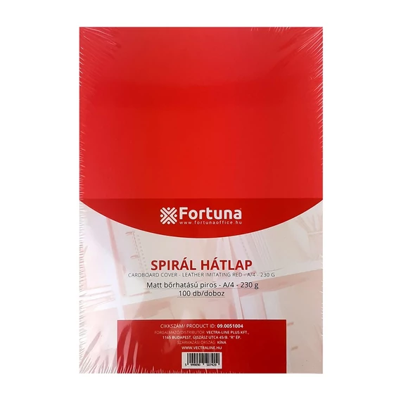 Hátlap FORTUNA A4 230g matt bőrhatású piros 100/dob