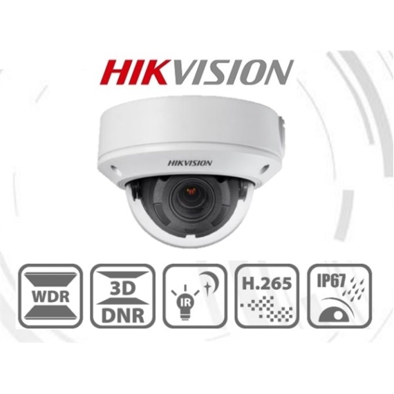 Hikvision IP dómkamera - DS-2CD1743G0-IZ (4MP, 2,8-12mm, kültéri, H265+, IP67, IR30m, ICR, WDR, 3DNR, PoE, IK10)