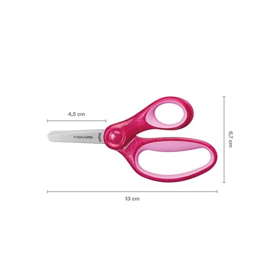 Olló, óvodai, 13 cm, FISKARS, csillámos rózsaszín