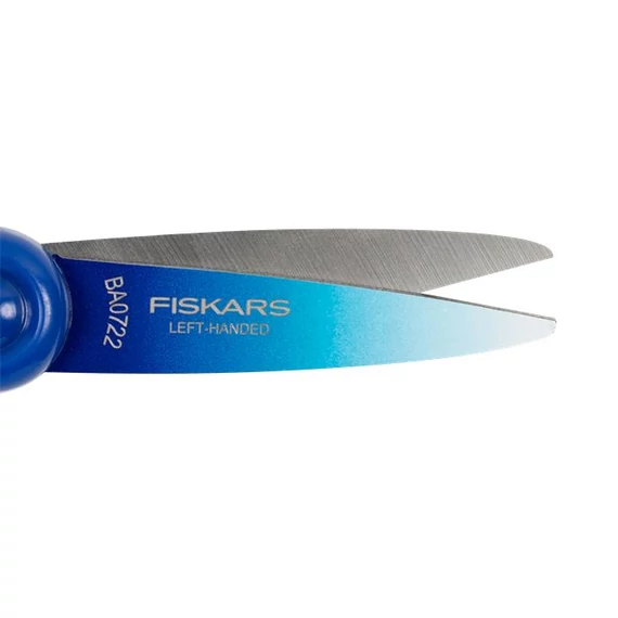 Olló, iskolai, 15 cm, balkezes, FISKARS, ombré kék