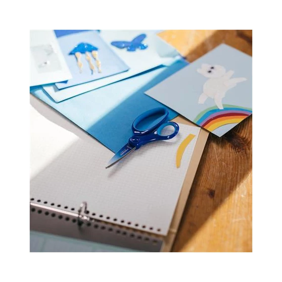 Olló, iskolai, 15 cm, balkezes, FISKARS, ombré kék