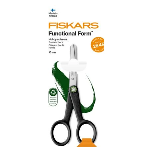 Olló, hobby, 13 cm, FISKARS "Functional Form Renew", fekete