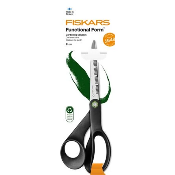 Olló, kerti, 21 cm, FISKARS "Functional Form Renew", fekete