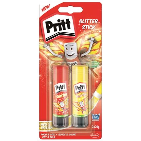 Ragasztóstift, 2x20 g, glitteres, HENKEL "Pritt"