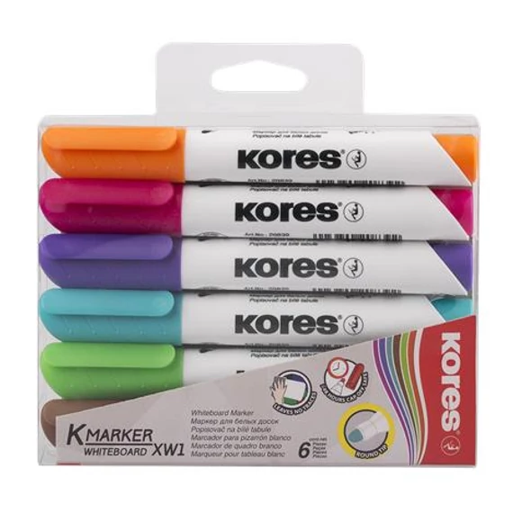 Tábla- és flipchart marker készlet, 1-3 mm, kúpos, KORES 