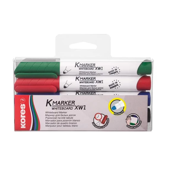 Tábla- és flipchart marker készlet, 1-3 mm, kúpos, KORES 