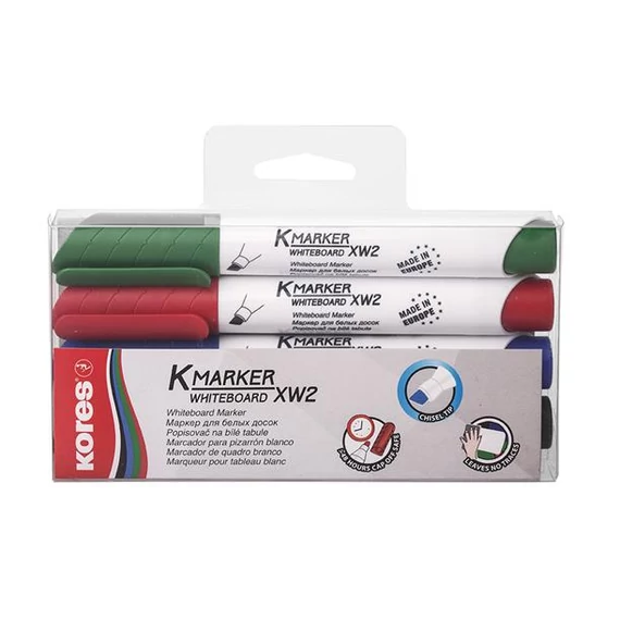 Tábla- és flipchart marker készlet, 1-3 mm, vágott, KORES 