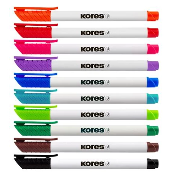 Tábla- és flipchart marker készlet, 1-3 mm kúpos, KORES 
