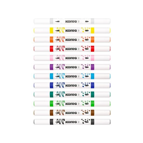 Dekormarker készlet, akril, 1-2 mm, kétvégű, KORES 