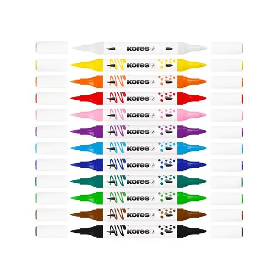 Dekormarker készlet, akril, 1-2 mm, kétvégű, KORES 