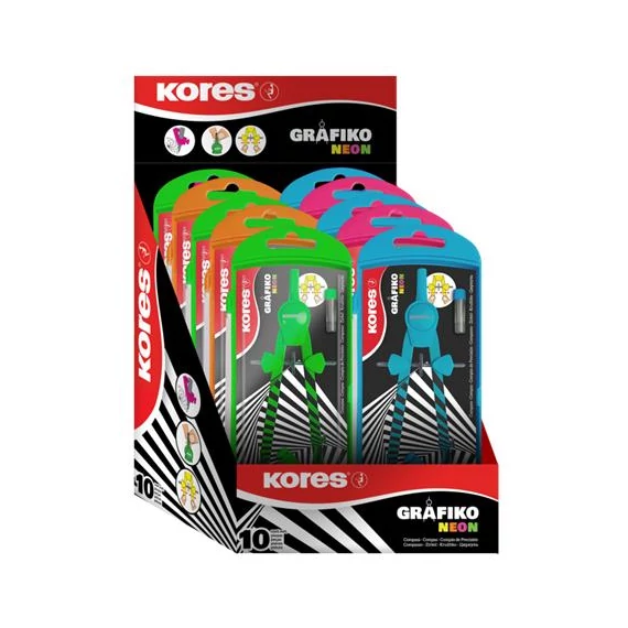 Körző készlet, precíziós, 3 darabos, KORES 
