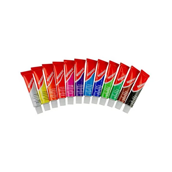 Tempera készlet, 12 ml, KORES, 12 különböző szín