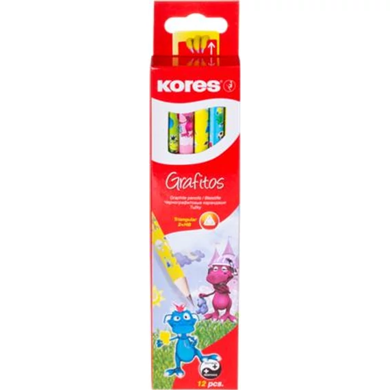 Grafitceruza, HB, háromszögletű, KORES, sárkányos, 12db/doboz