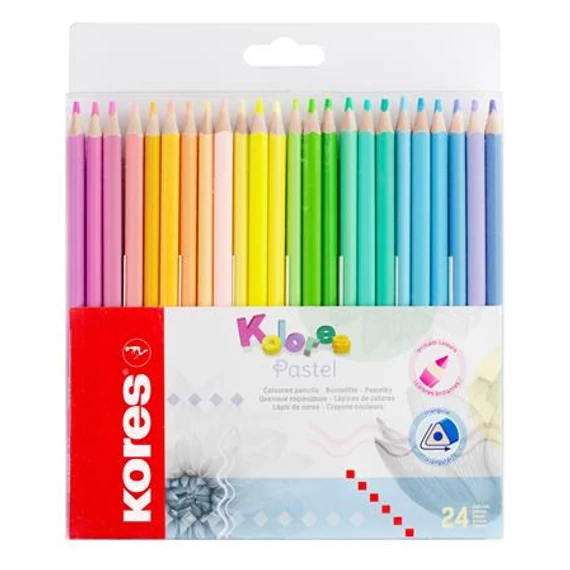 Színes ceruza készlet, háromszögletű, KORES 