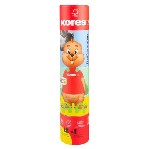 Színes ceruza készlet, háromszögletű, jumbo, 1 hegyezővel, KORES 