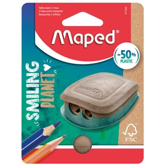 Hegyező, kétlyukú, tartályos, műanyag, FSC, MAPED 