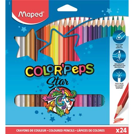 Színes ceruza készlet, háromszögletű, MAPED 