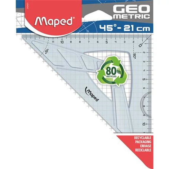 Háromszög vonalzó, műanyag, 45°, 21 cm, MAPED 