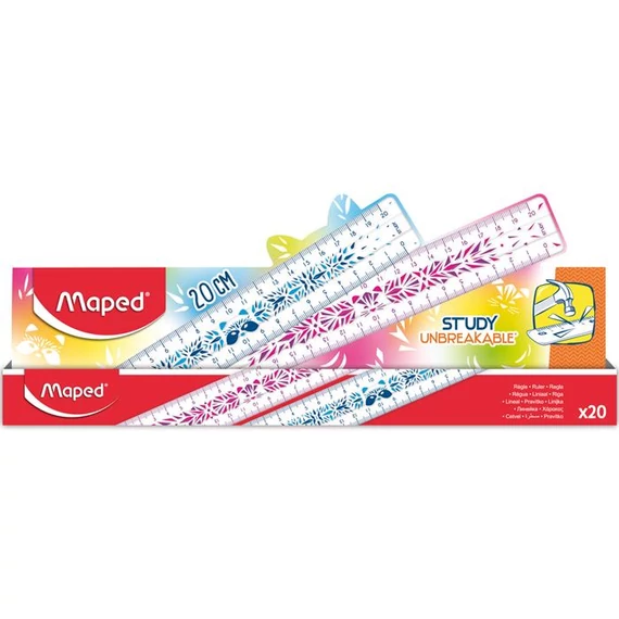 Vonalzó, műanyag, törhetetlen, 20 cm, MAPED 
