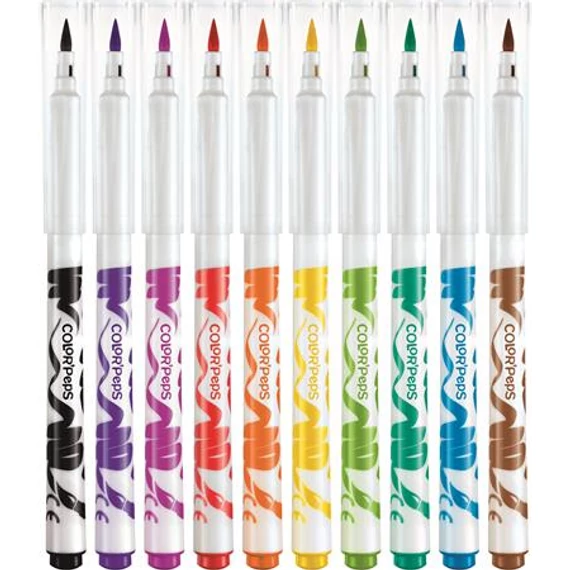 Filctoll készlet, kimosható, ecsetjellegű, MAPED „Color ’Peps Brush”, 10 különböző szín