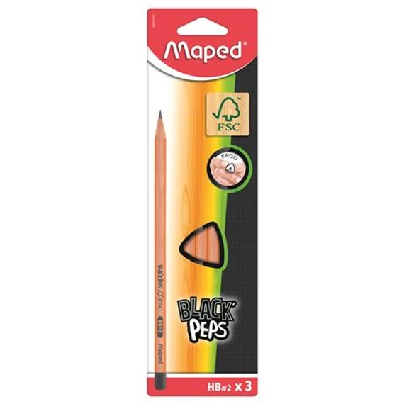 Grafitceruza, HB, FSC 100%, háromszögletű, MAPED 