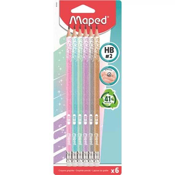 Grafitceruza radírral, HB, háromszögletű, MAPED 