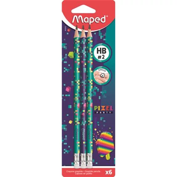 Grafitceruza radírral, HB, háromszögletű, MAPED 