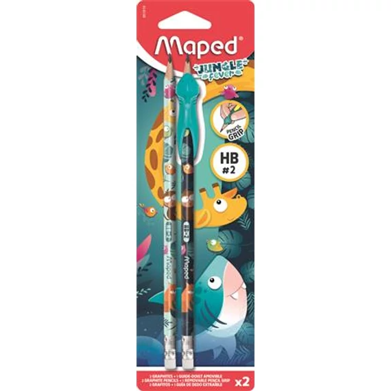 Grafitceruza radírral, HB, háromszögletű, ceruzafogóval, MAPED 