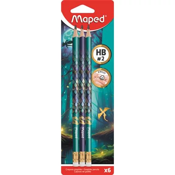 Grafitceruza radírral, HB, háromszögletű, MAPED 