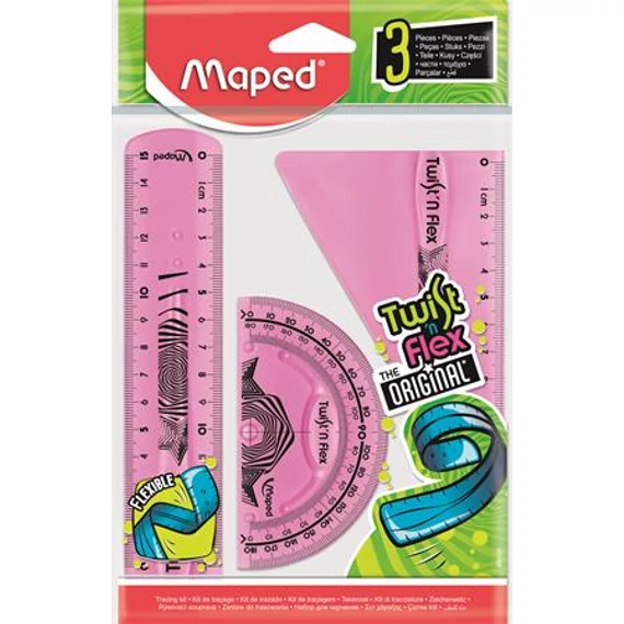 Vonalzókészlet, műanyag, törhetetlen, 3 darabos, MAPED 