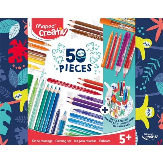 Színezőkészlet, írószertartóval, MAPED CREATIV, 50 darabos