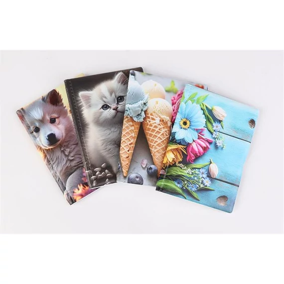 Igazolványtartó, álló, 10 betét lappal, mintás PVC, 