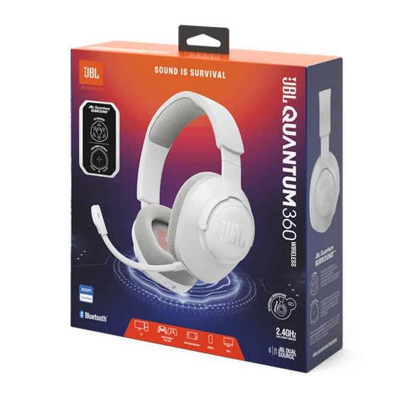 JBL Quantum 360 vezeték nélküli fehér gamer headset
