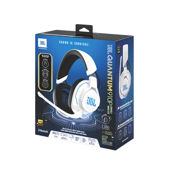 JBL Quantum P 910 WL vezeték nélküli fehér-kék gamer headset