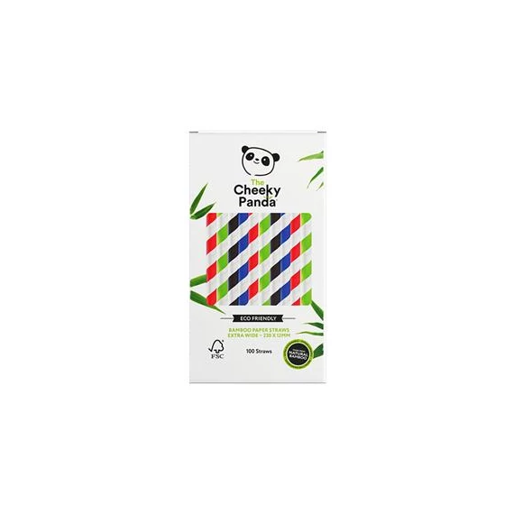 Szívószál, bambusz, egyenes, lebomló, bambusz, XL méret, 100 db, CHEEKY PANDA, vegyes színek