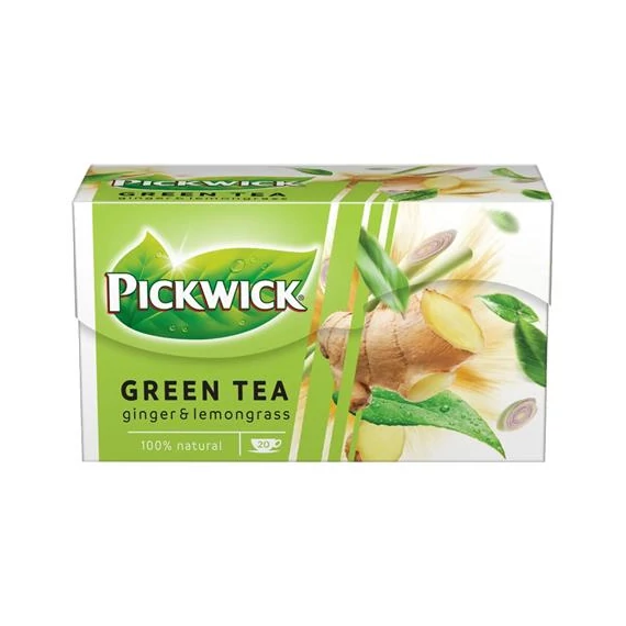 Zöld tea, 20x1,5 g, PICKWICK, gyömbér-citromfű