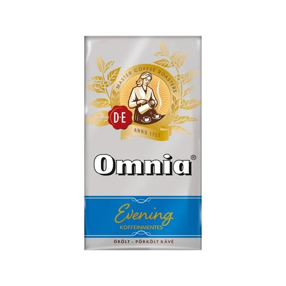 Kávé, pörkölt, őrölt, vákuumos csomagolásban, 250 g, DOUWE EGBERTS "Omnia Evening", Koffeinmentes