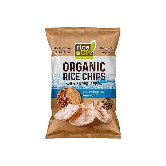 Barnarizs chips, 25 g, RICE UP "Bio", hajdinával és amaránttal