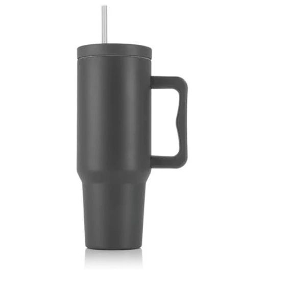 Termoszbögre, 1,2 l,  szívószállal, füllel, szürke
