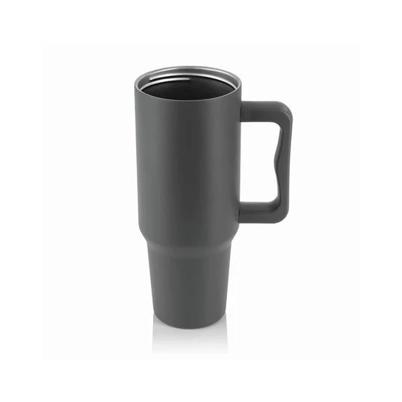 Termoszbögre, 1,2 l,  szívószállal, füllel, szürke