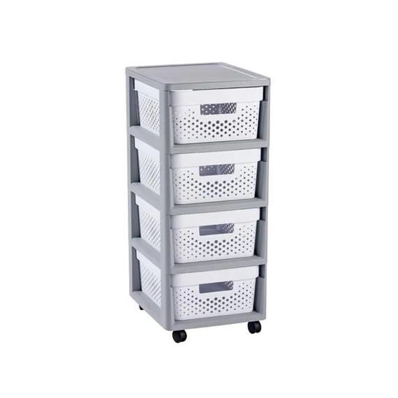 Fiókos tároló, újrahasznosított műanyag, 4x11 l, CURVER 