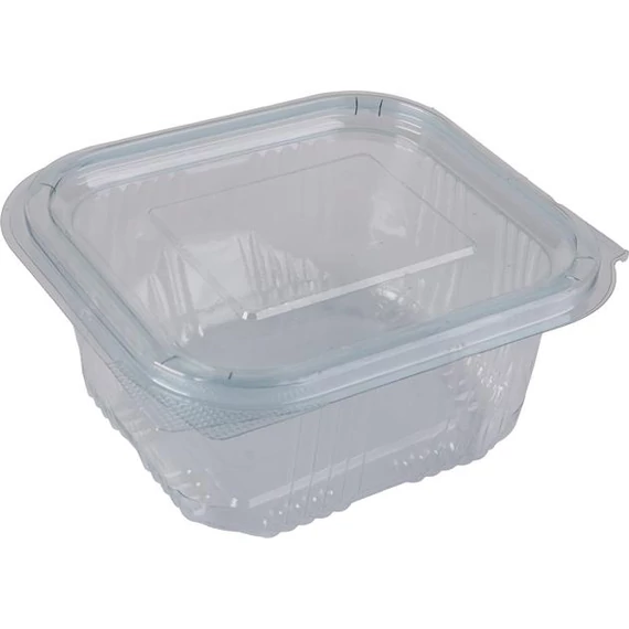 Ételtároló doboz, egybefedeles, műanyag, szögletes, 375 ml, 100 db, 