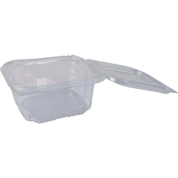 Ételtároló doboz, egybefedeles, műanyag, szögletes, 375 ml, 100 db, 