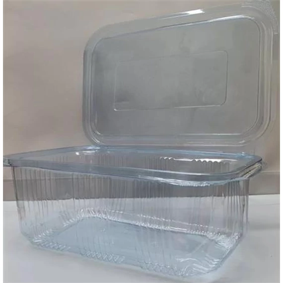 Ételtároló doboz, egybefedeles, újrahasznosított műanyag, szögletes, 750 ml, 100 db, 