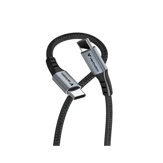 USB kábel, USB-C - USB-C, 1,2 m, 100W, VERBATIM, fekete